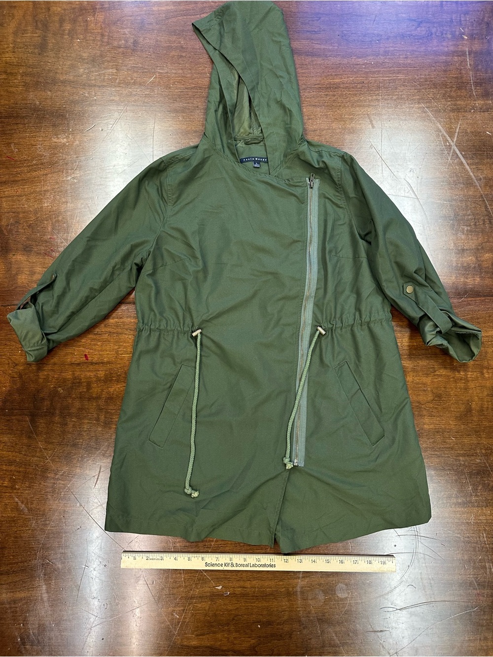 Haute Monde Olive Green Hooded Utility Jacket